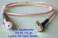 Adapterkabel - Kabeladapter - FME-Buchse - Lucent-Stecker - MC-Card-Stecker - Koaxkabel RG316 - Schrumpfschlauch schwarz