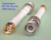 Adapterkabel - Kabeladapter - SMA-Stecker-Koaxkabel RG188 - Schrumpfschlauch weiss - RP-TNC-Buchse