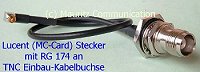 Adapterkabel - Kabeladater - Lucent-Stecker - MC-Card-Stecker - TNC-Einbaubuchse - Koaxkabel RG174 - Schrumpfschlauch schwarz