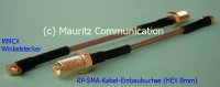Adapterkabel - Kabeladapter - MMCX-Winkelstecker - RP-SMA-Buchse - Koaxkabel RG316 - Schrumpfschlauch schwarz