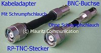 Adapterkabel - Kabeladapter - RP-TNC-Stecker - RP-BNC-Buchse - Koaxkabel RG58 - Schrumpfschlauch schwarz