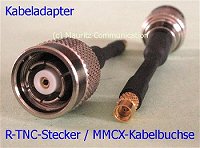 Kabeladapter - Adapterkabel - Koaxkabel RG174 - Schrumpfschlauch schwarz - RP-TNC-Stecker - MMCX-Kabelbuchse
