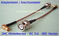 Adapterkabel - Kabeladapter - SMC-Winkelstecker - BNC-Stecker - Koaxkabel RG316 - Schrumpfschlauch schwarz